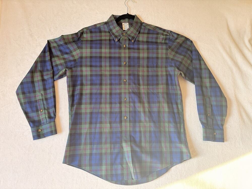 Brooks Brothers Regent Tartan Plaid Long Sleeve Men Size L